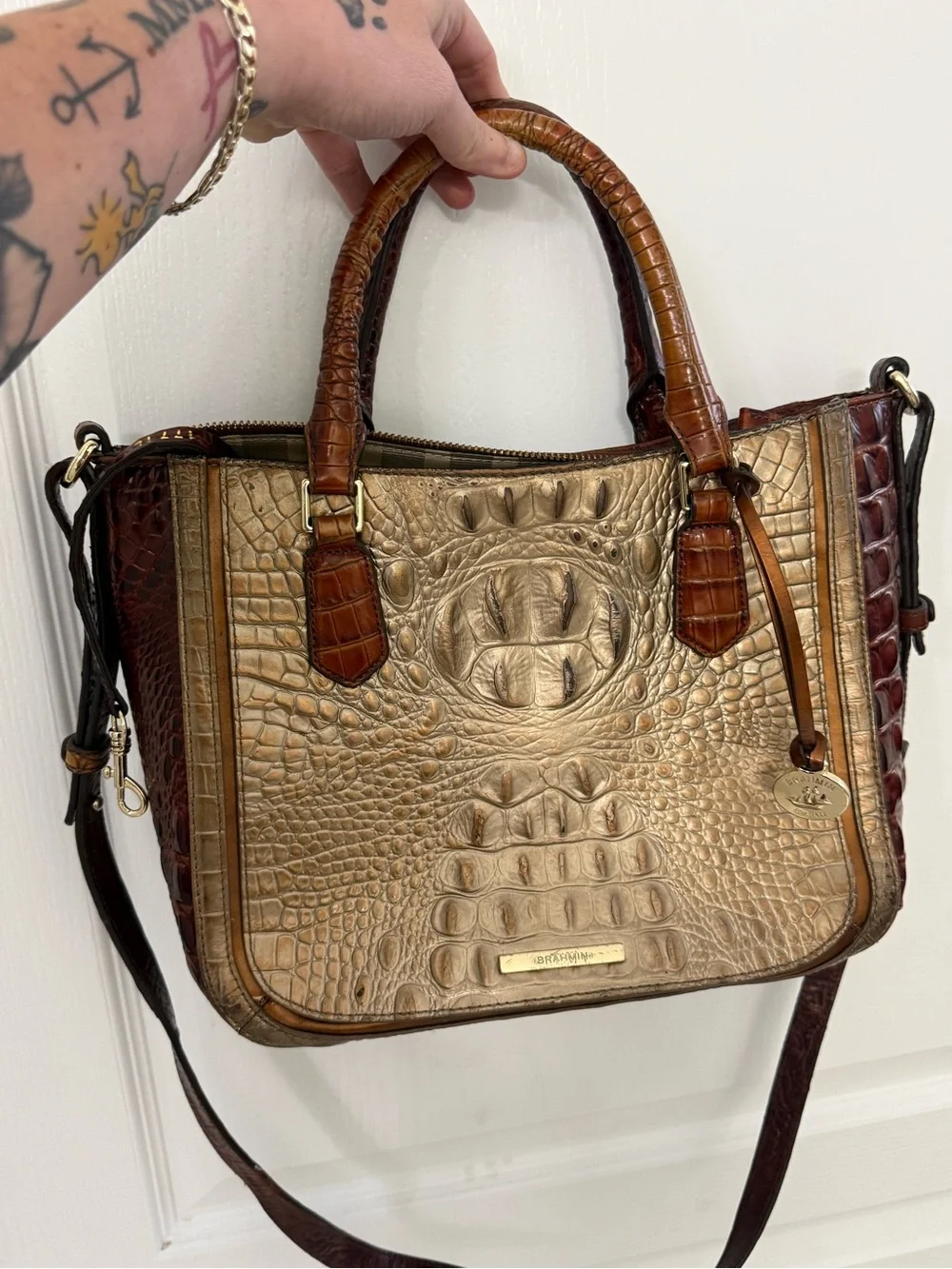 BRAHMIN Medium Lena Rose Gold Provence Handbag